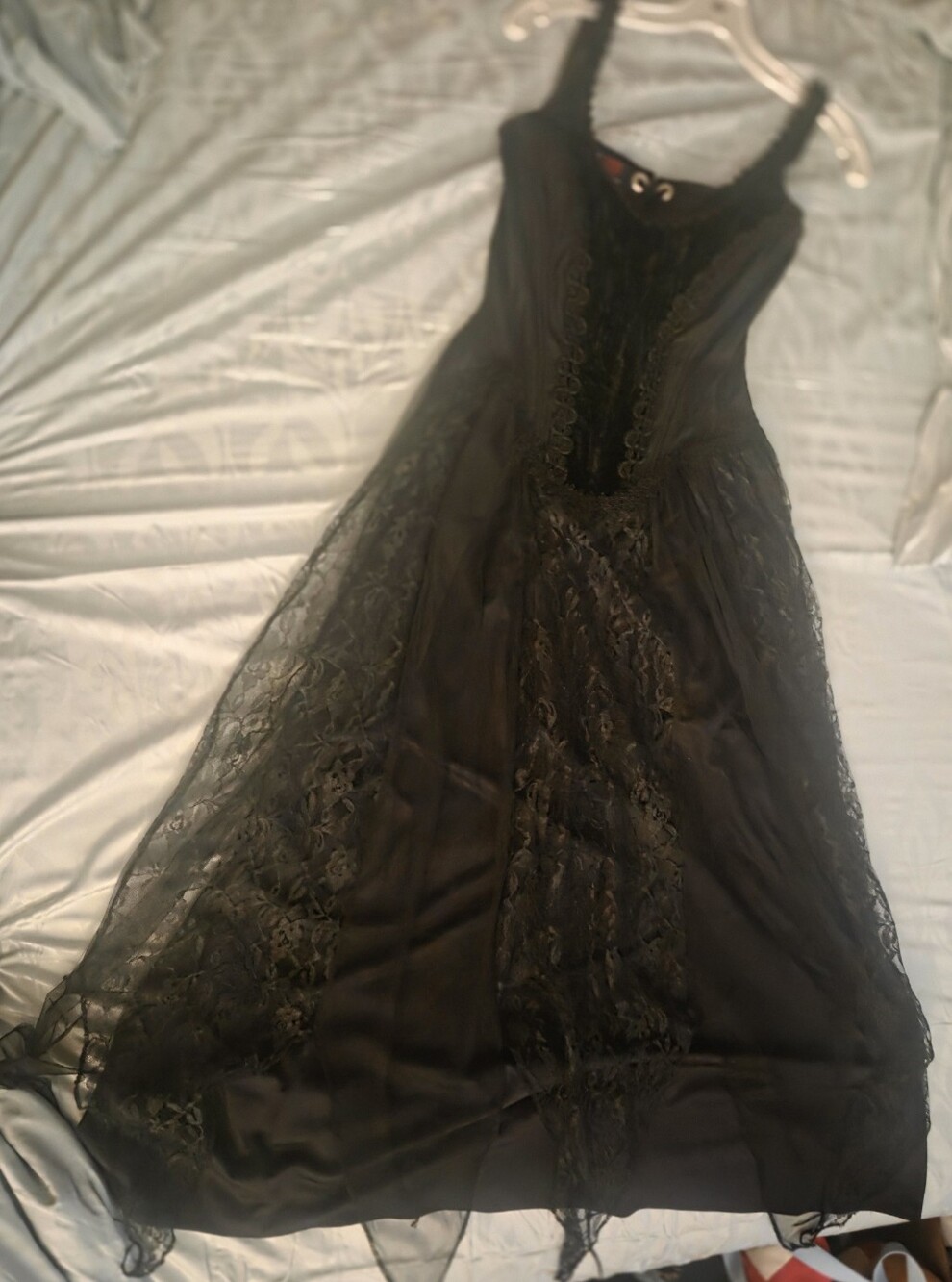 Vintage 90s Goth Tripp NyC Maxi Corset Dress Black Lace, Velvet, Princess Vamp - Picture 2 of 14